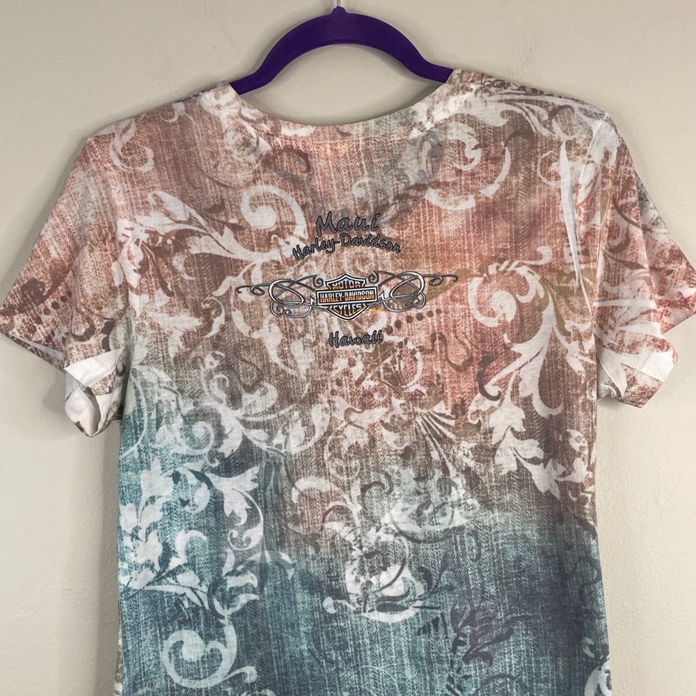 Vintage Harley Davidson Y2K Graphic Top Womens Medium Wings Logo Bedazzled Maui - Picture 15 of 16